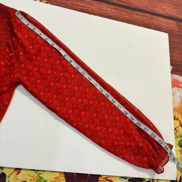 Time and Tru Peasant Top Orange Small - Picture 3 of 9